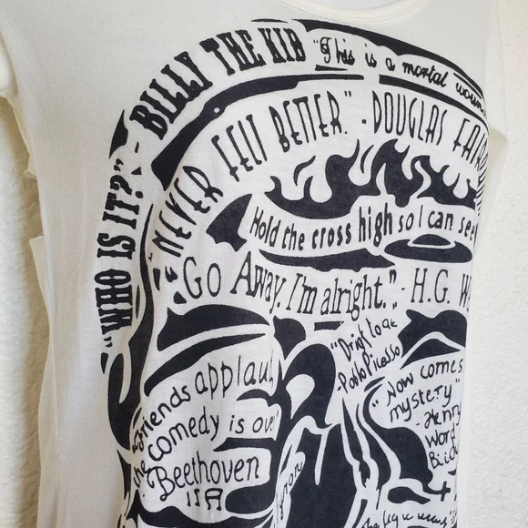 Skull Shirt Streetwear Grunge Punk Rock Artsy Quotes Unique Cream Women (XS-S) - Picture 5 of 16